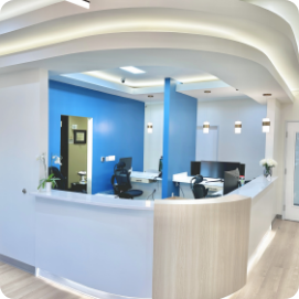 Front desk in dental office waiting room